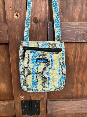 Kavu Mosaic Pattern Crossbody in Blue, Yellow, Black